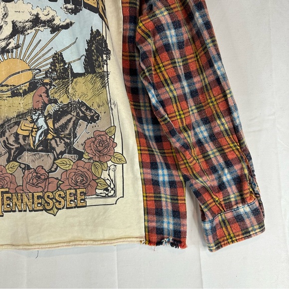 LA LA LAND Women’s Size XL Shirt Flannel Plaid Graphic Nashville TN Oversized - Picture 12 of 15